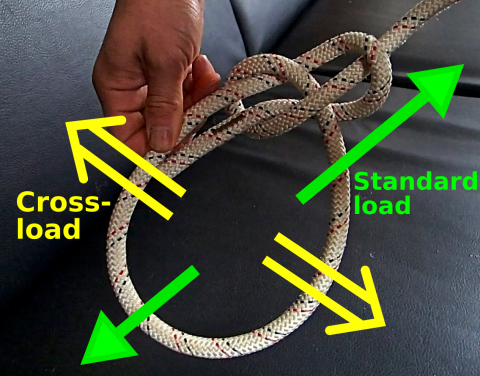 Image of Bowline knot and standard and cross-loads